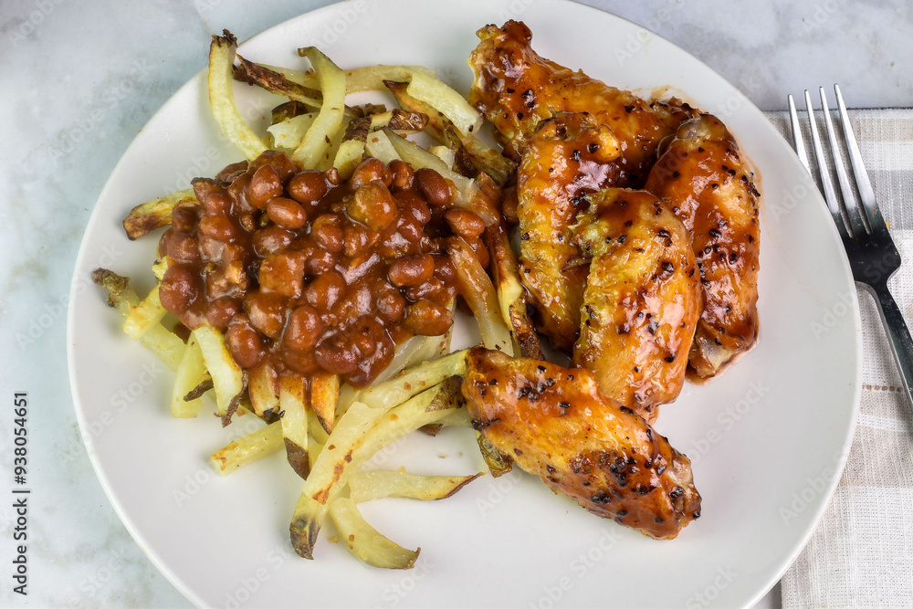 chicken wings with chili fries chicken wings with chili fries