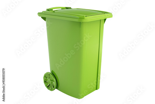 Colorful recycling bin isolated on white background. Vibrant color of plastic rubbish bin or trash can with white backdrop. Studio environmental equipment photography for design and print. AIG57.