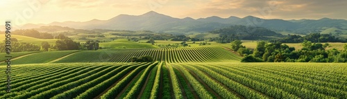 Wallpaper Mural Organic farm, lush green fields with crops, 3D illustration Torontodigital.ca