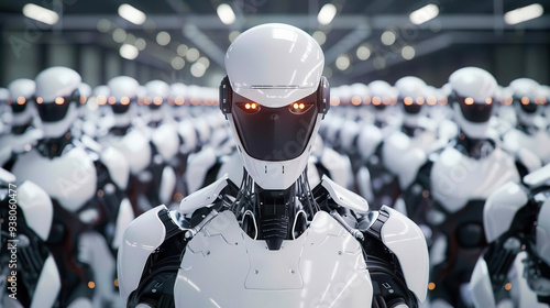 Wallpaper Mural Futuristic robot army, showcasing advanced technology and innovation in artificial intelligence and robotics. Torontodigital.ca