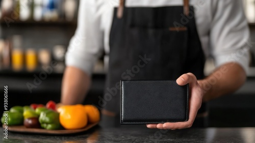 Person tipping service worker using a digital wallet, representing digital gratuity and appreciation, Wallet tipping service, Modern gratuity photo