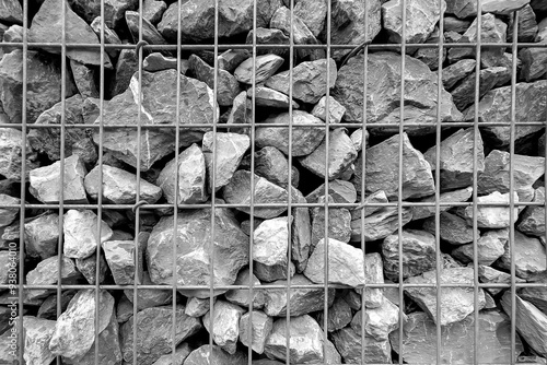 Obraz na płótnie Fence from gabon stones. Close-up.