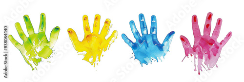 Set of colorful hand print isolate on Transparency Background