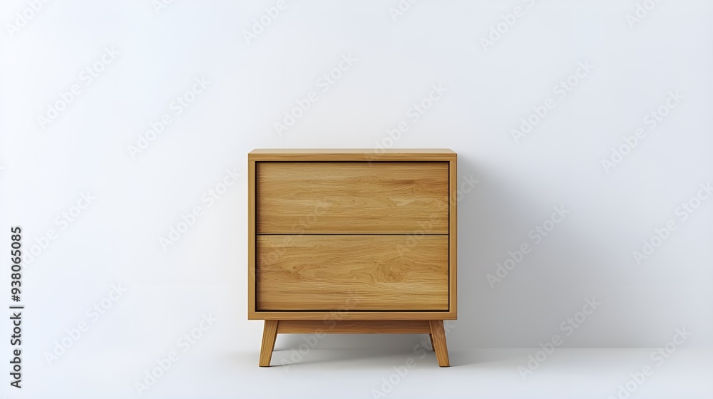 On a white background a simple, minimalist wooden nightstand or small dresser. On a white background a simple, minimalist wooden nightstand or small dresser.