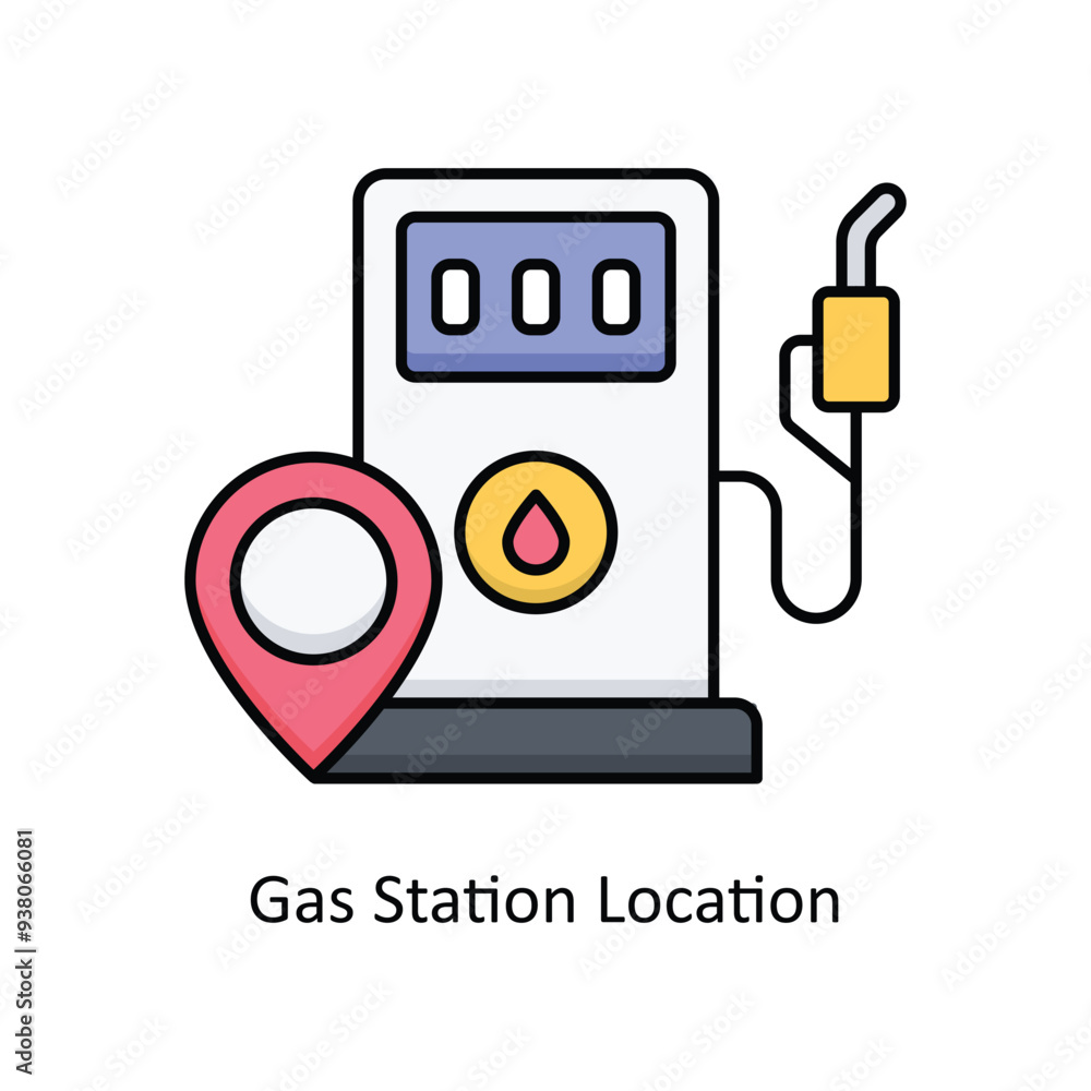 Gas Station Location filled outline icon style illustration. EPS 10 File Gas Station Location filled outline icon style illustration. EPS 10 File