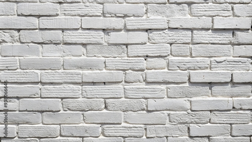 Fototapeta premium White Painted Brick Wall With Exposed Mortar Joints, Creating A Textured And Weathered Look