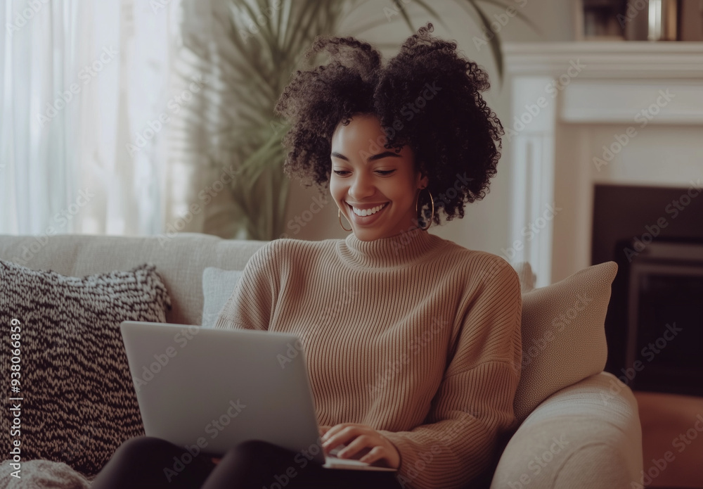Woman with laptop on sofa. Woman with laptop on sofa.