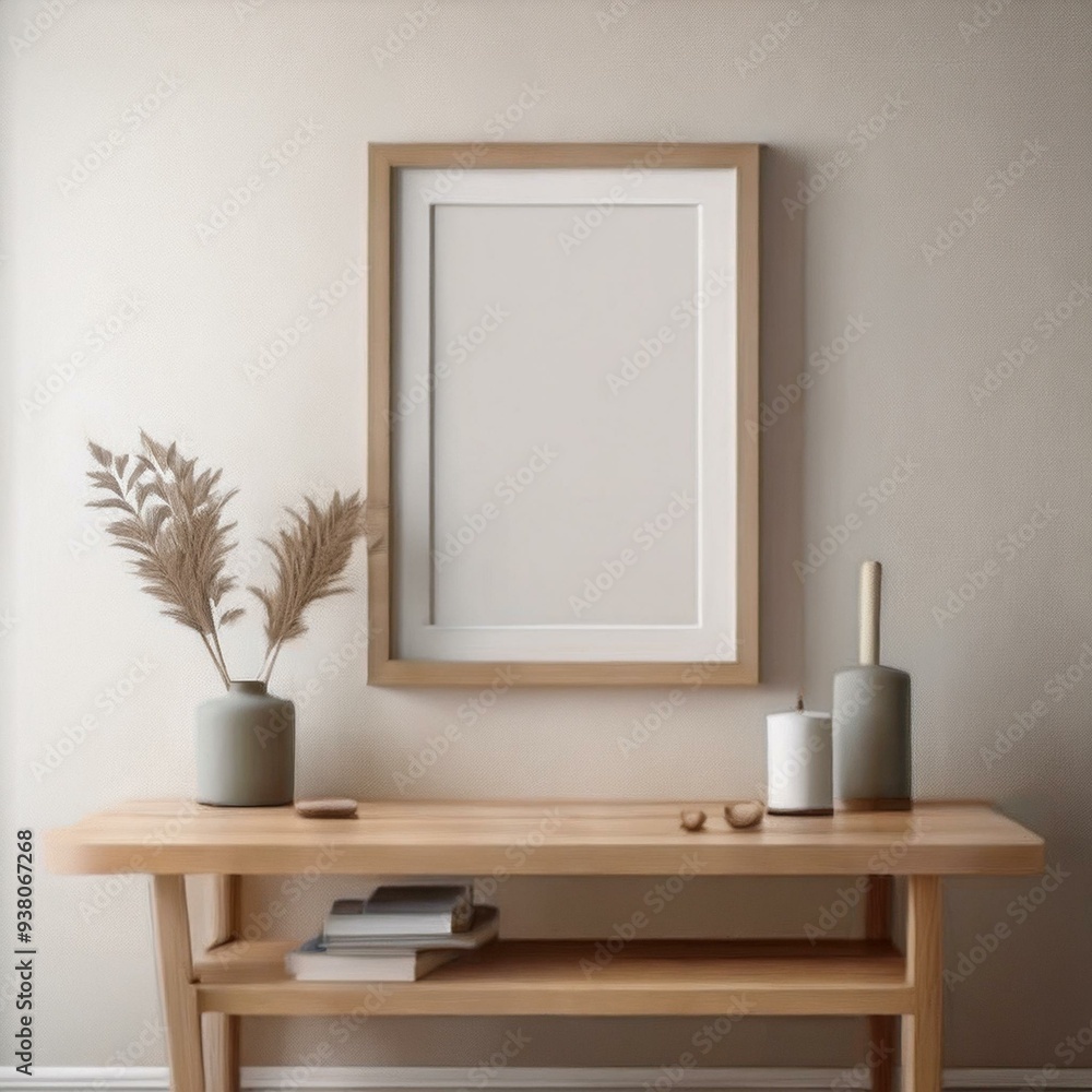 Mockup frame in cozy simple living room interior close up, 3d render
Mockup frame in cozy simple living room interior close up, 3d render