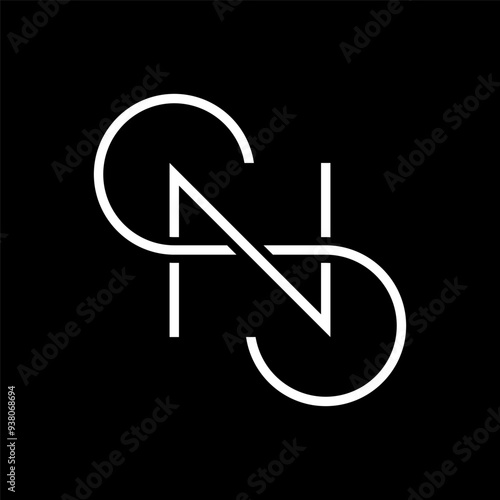 Letter SN line overlapping monogram logo design