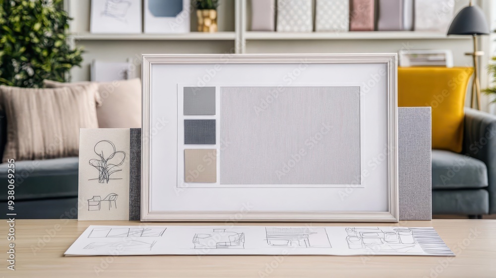 A frame mockup in an interior design studio A frame mockup in an interior design studio
