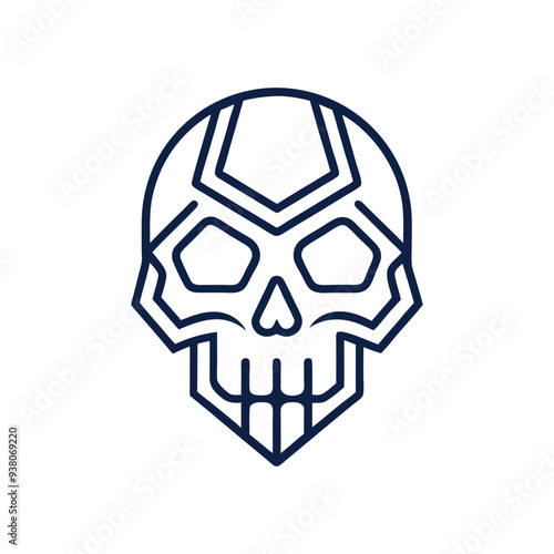 simple Minimalist monoline lineart outline skull icon logo template vector illustration