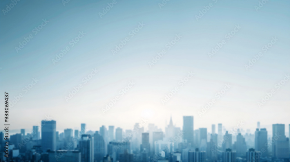 A dreamy, blurred cityscape under a pale blue sky, capturing the calmness of dawn in an urban environment. A dreamy, blurred cityscape under a pale blue sky, capturing the calmness of dawn in an urban environment.