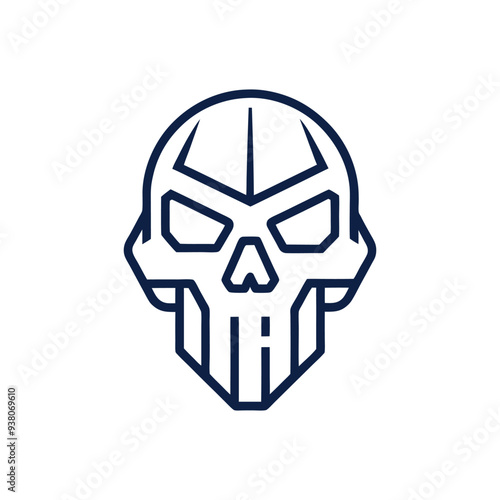 simple Minimalist monoline lineart outline skull icon logo template vector illustration