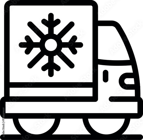 Simple refrigerated truck icon representing cold chain logistics for frozen food delivery