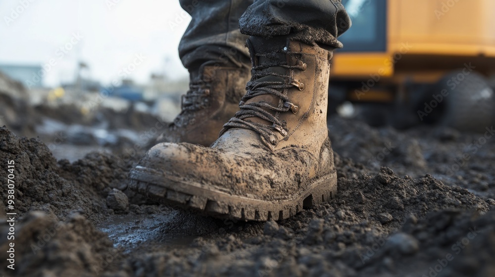 Muddy Boots on a Construction Site