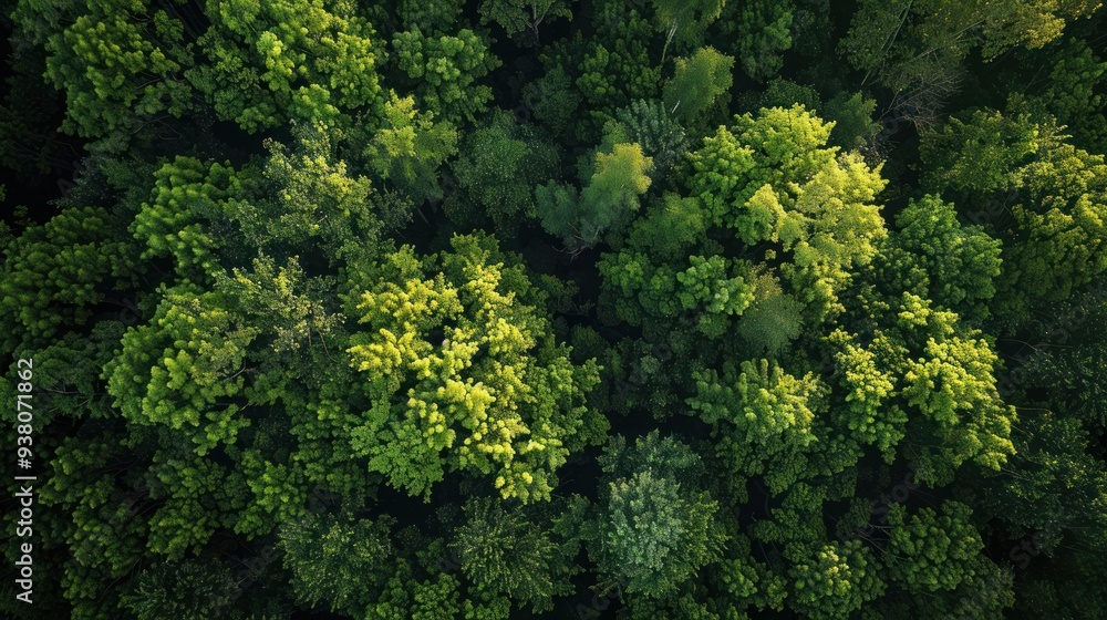 Naklejka premium Aerial View of Lush Forest Canopy