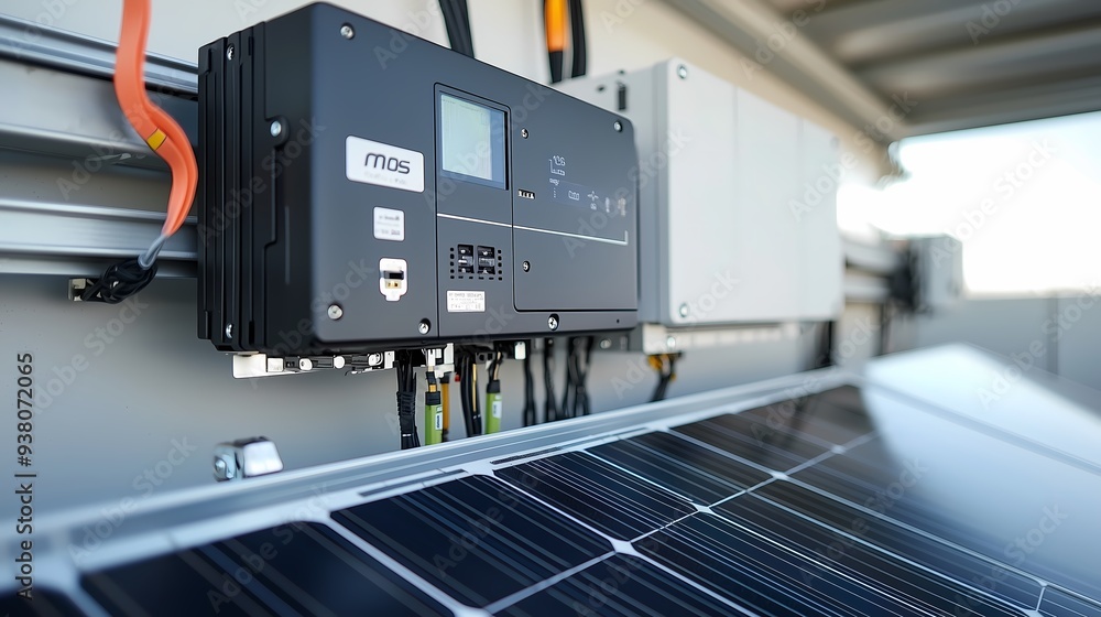 Obraz premium Solar Panel Inverter Close Up.