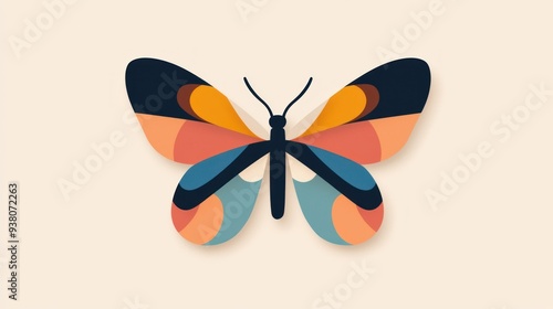 A colorful abstract butterfly illustration showcasing vibrant wings against a minimalist background for modern design projects.