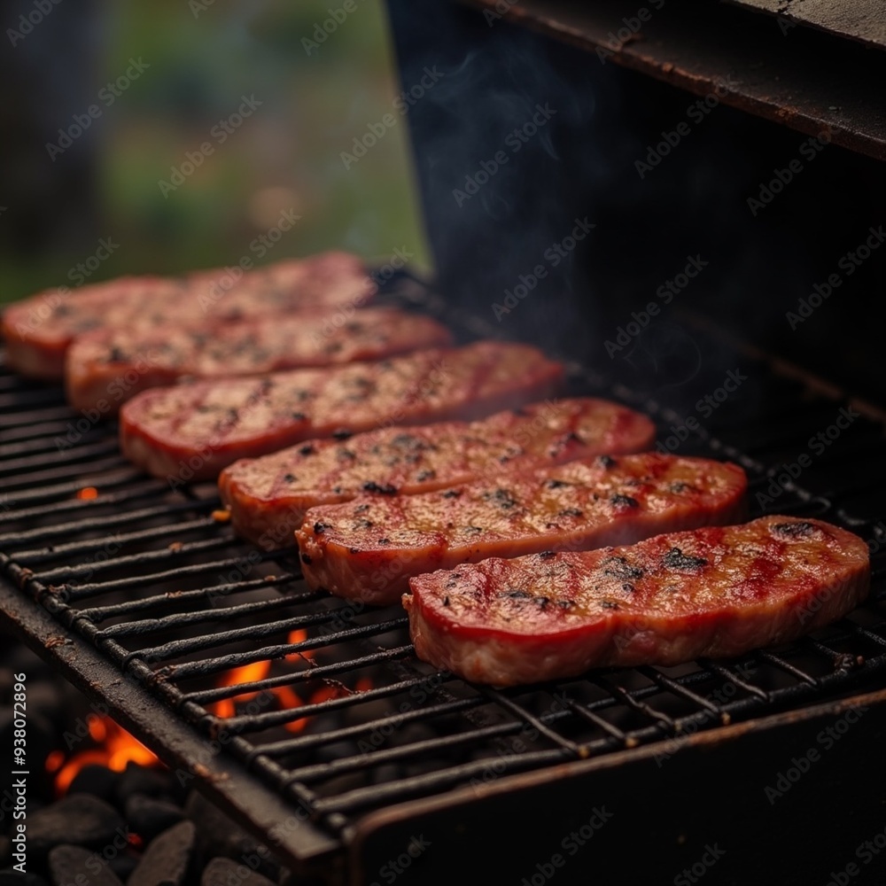 Marinated Meat Chops on Open Flame Grill Marinated Meat Chops on Open Flame Grill