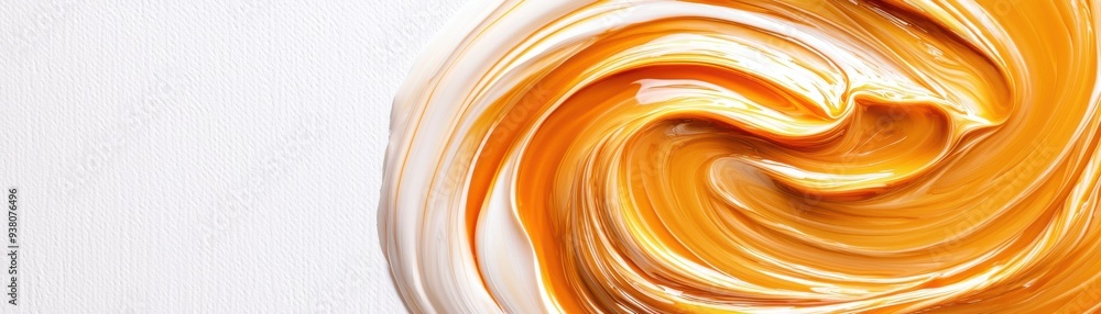 A vibrant swirl of orange and white paint, creating a beautiful abstract pattern against a clean background. A vibrant swirl of orange and white paint, creating a beautiful abstract pattern against a clean background.