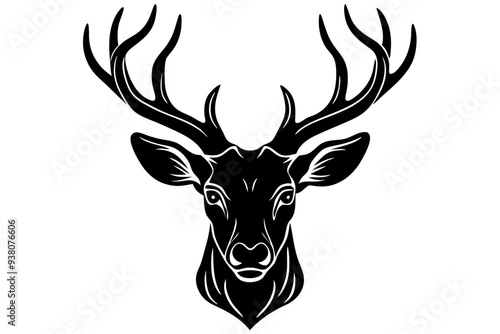 A deer head vector silhouette art illustration