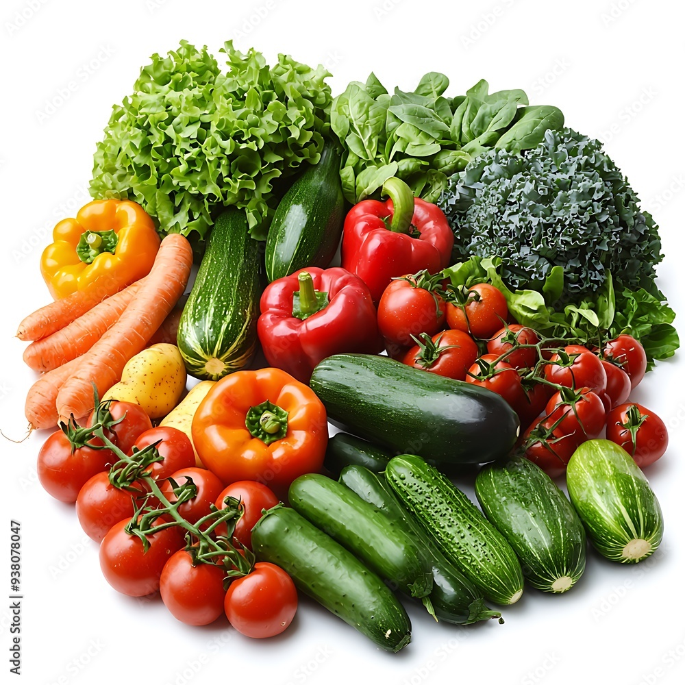 Fresh vegetables including tomatoes, peppers, zucchini, cucumbers, carrots, lettuce, and broccoli, a colorful array of nutrients Fresh vegetables including tomatoes, peppers, zucchini, cucumbers, carrots, lettuce, and broccoli, a colorful array of nutrients