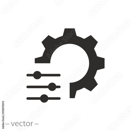 change process setting icon, potential adapt, mechanism setup, flat vector illustration