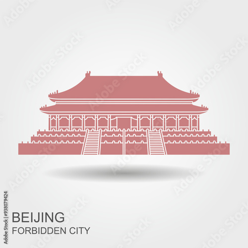 The Forbidden City in Beijing, China, Vector illustration