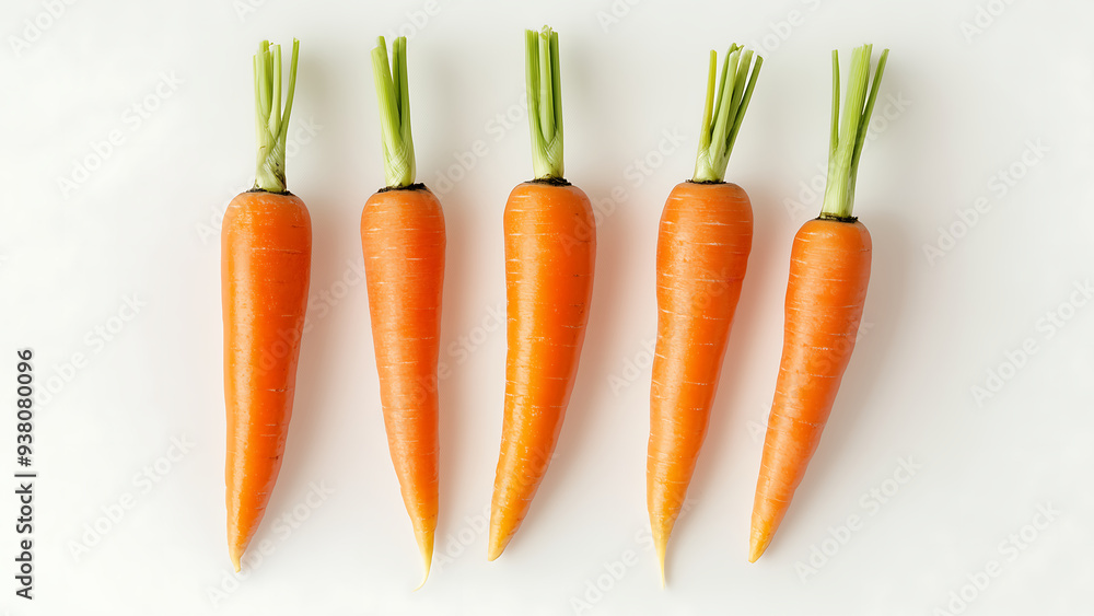 Fresh carrots on white background, top view Fresh carrots on white background, top view
