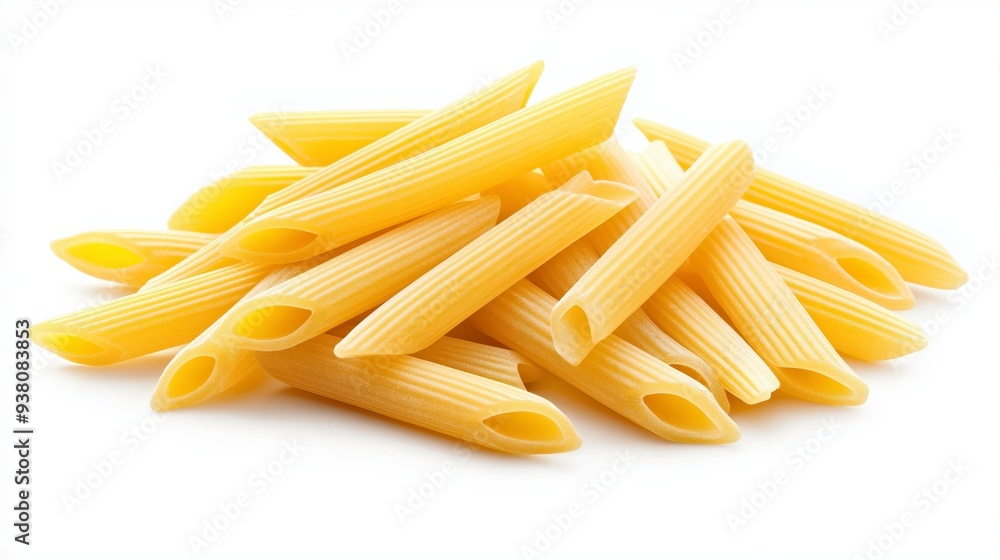 Uncooked penne pasta isolated on white background. Uncooked penne pasta isolated on white background.