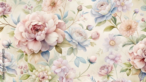 Watercolor Floral Pattern in Pastel Colors 