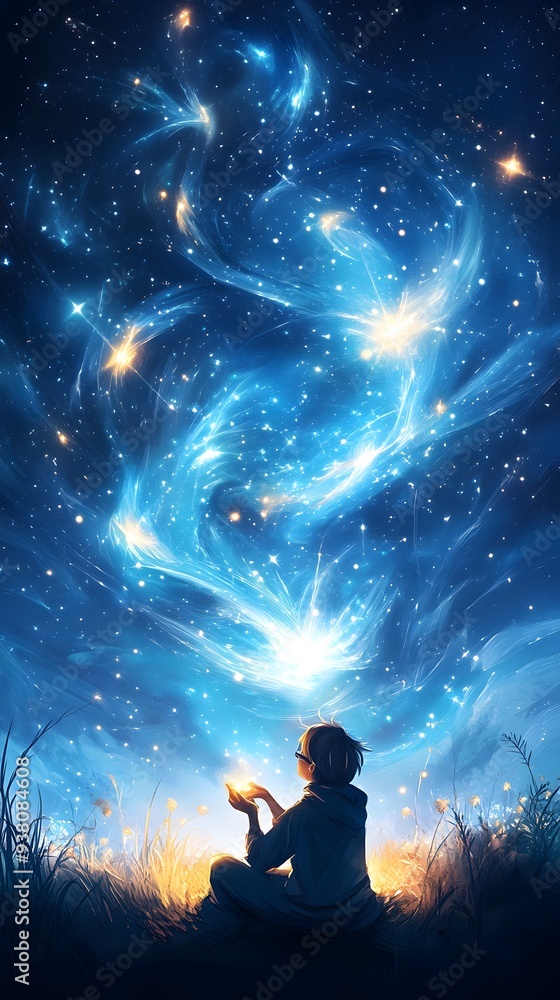 Person Holding a Star Under the Night Sky. Person Holding a Star Under the Night Sky.