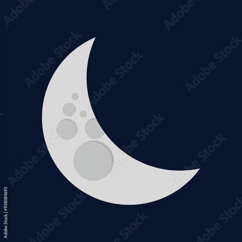 moon vector isolated on dark blue background. Full moon illustration. Super moon in dark background.
