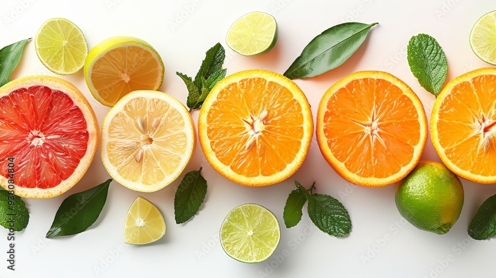 Fototapeta premium Fresh citrus fruits wallpaper