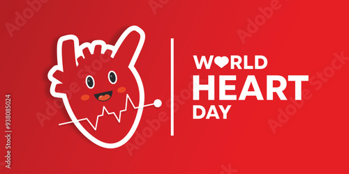 World Heart Day. Great for cards, banners, posters, social media and more. Red background.