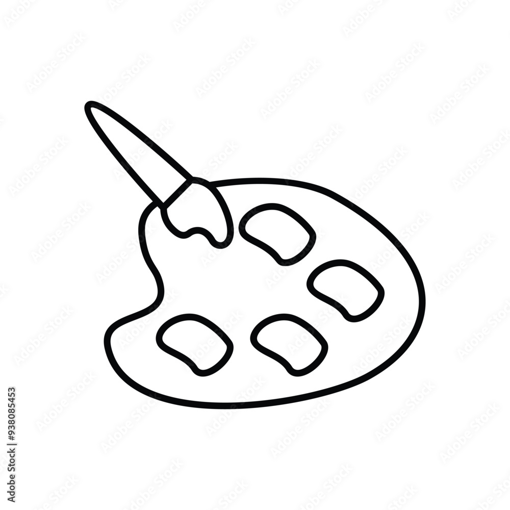 Obraz premium paint palette line icon with white background vector stock illustration