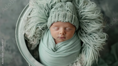 The sleeping newborn baby photo