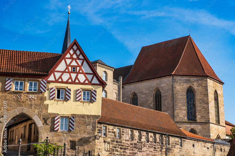 Naklejka premium Beautiful typical half-timbered house in Kronach in Upper Franconia Germany