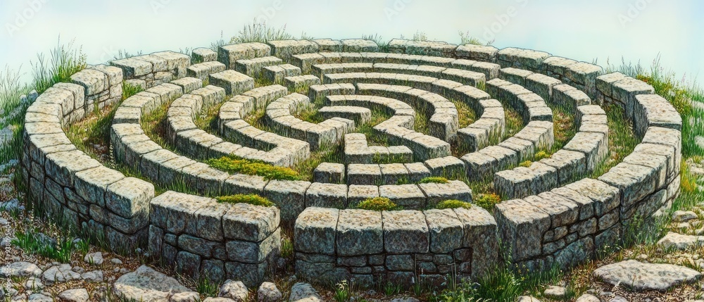 Labyrinth Ancient Path Various Christianity, Paganism Religion Spiritual Symbol Labyrinth Ancient Path Various Christianity, Paganism Religion Spiritual Symbol