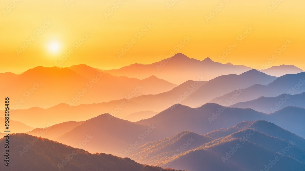 Golden hour over a mountain range, warm hues and scenic beauty, nature landscape with space for text Golden hour over a mountain range, warm hues and scenic beauty, nature landscape with space for text