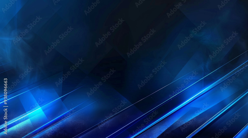 dark abstract background with blue neon lines and spotlights