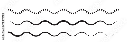 wavy zigzag pattern line illustration set on a white background, abstract vectors