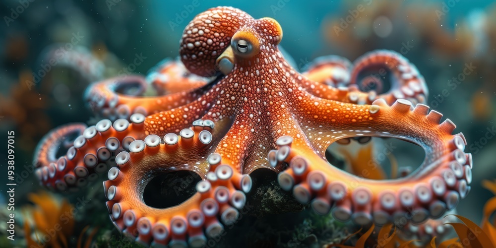 Octopus with colorful skin and tentacles Octopus with colorful skin and tentacles