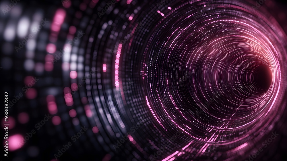Obraz premium A mesmerizing abstract image of a swirling tunnel, featuring vibrant pink and black hues, creating a sense of depth and motion.