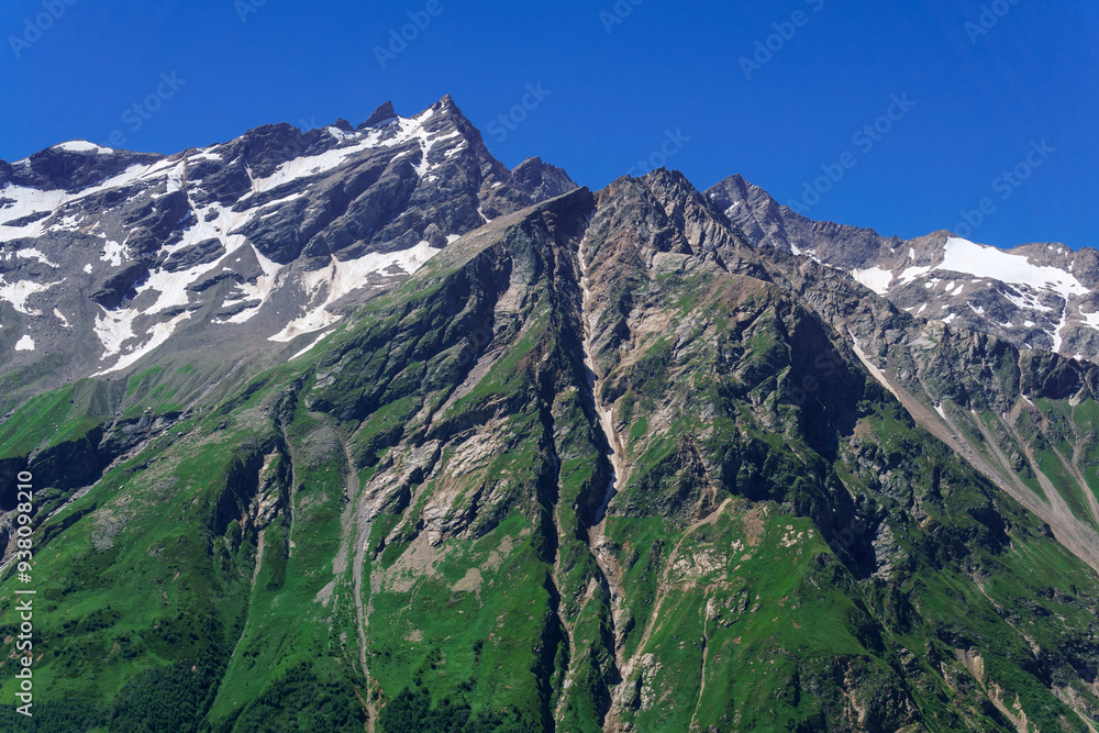 mountain landscape, high peaks with steep slopes mountain landscape, high peaks with steep slopes
