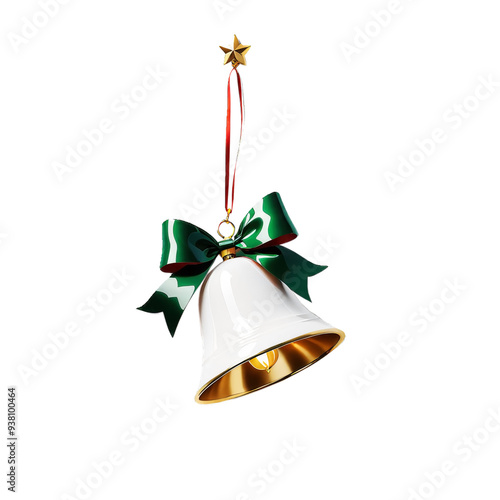 Christmas bell on transparent background.