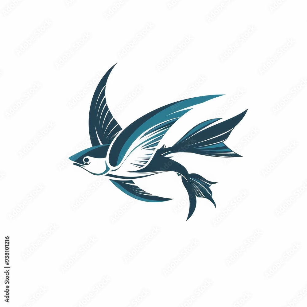 flying fish logo design with vector concept on white background flying fish logo design with vector concept on white background