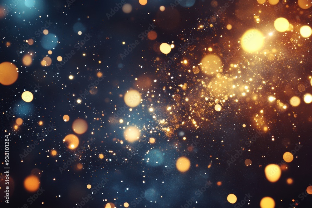 Sparkling golden bokeh lights on dark background Sparkling golden bokeh lights on dark background