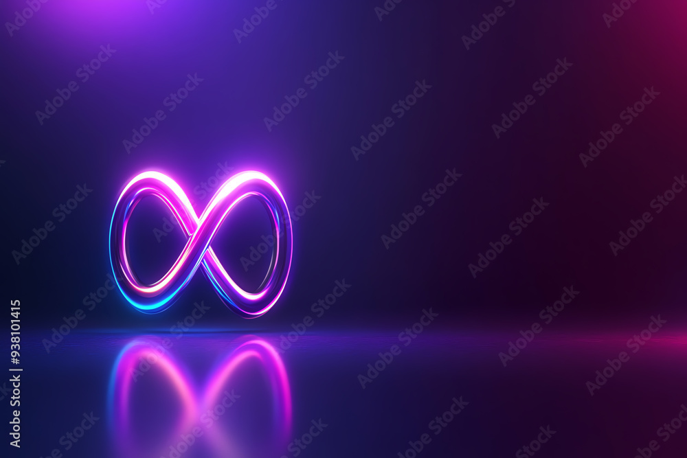 A vibrant infinity symbol illuminated by colorful neon lights, creating a modern and dynamic visual effect on a dark background. A vibrant infinity symbol illuminated by colorful neon lights, creating a modern and dynamic visual effect on a dark background.