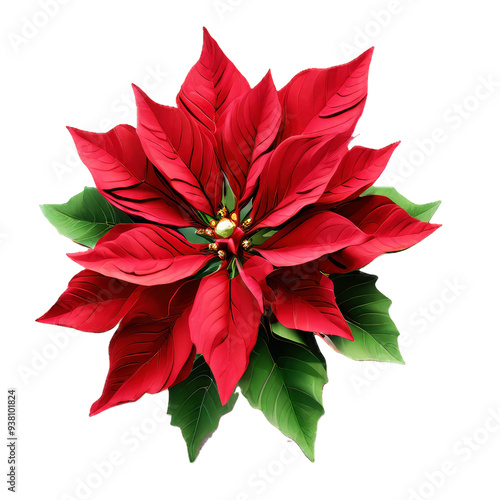 Poinsettia flower on transparent background.